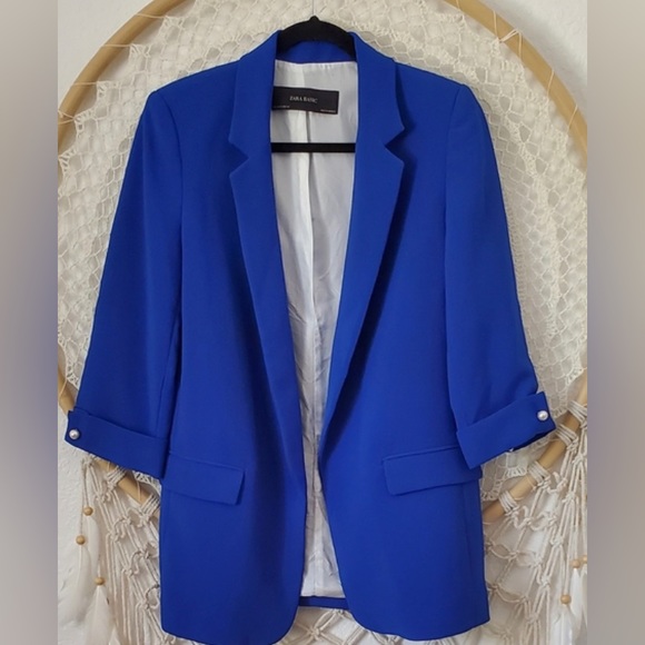 Zara blue blazer with pearl - Picture 3 of 5